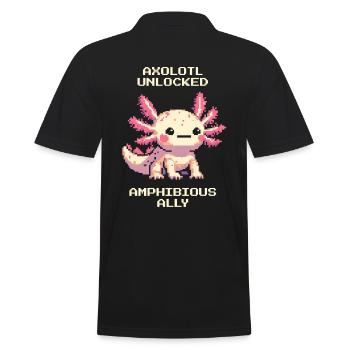 Axolotl Pixel Style | Amphibien Haustier Retro - Männer Poloshirt - Schwarz - Hinten - Kai (181cm)