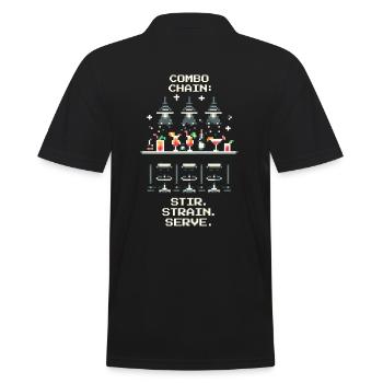 Mix-Combo | Stir → Strain → Serve - Männer Poloshirt - Schwarz - Hinten - Kai (181cm)