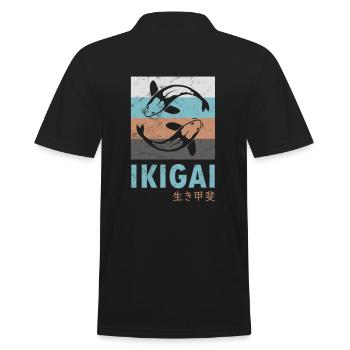Ikigai Koi carpe design vintage rétro - Polo Homme - noir - Dos - Kai (181cm)