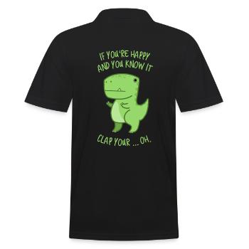 Tyrannosaurus Rex ist happy - Kinderlied - Männer Poloshirt - Schwarz - Hinten - Kai (181cm)