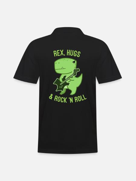 Rex, Hugs and Rock 'n Roll - Männer Poloshirt - Schwarz