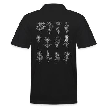 Wildblumen - Männer Poloshirt - Schwarz - Hinten - Kai (181cm)