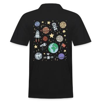 Universum Weltraum Raumfahrt - Männer Poloshirt - Schwarz - Hinten - Kai (181cm)