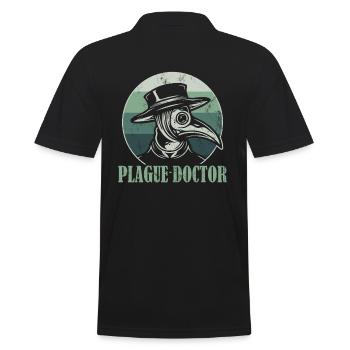 Pest Arzt / Plague Doctor - Männer Poloshirt - Schwarz - Hinten - Kai (181cm)