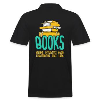 Bücher für Introvertierte - Männer Poloshirt - Schwarz - Hinten - Kai (181cm)