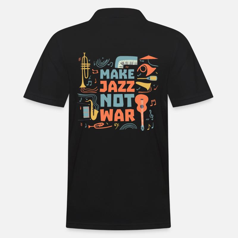 Jazz statt Krieg - Männer Poloshirt - Schwarz