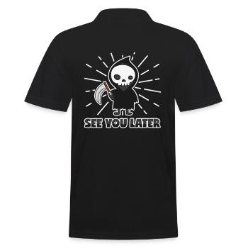 Sensenmann Lustiger Spruch Skelett mit Sense - Männer Poloshirt - Schwarz - Hinten - Kai (181cm)