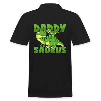 Daddysaurus Dino Vater T-Rex Papa Dinosaurier - Männer Poloshirt - Schwarz - Hinten - Kai (181cm)