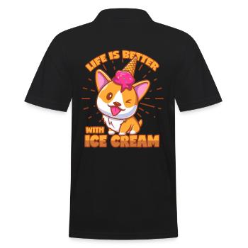 Eis Corgi Shiba Inu Hund Eiswaffel Eisbecher - Männer Poloshirt - Schwarz - Hinten - Kai (181cm)