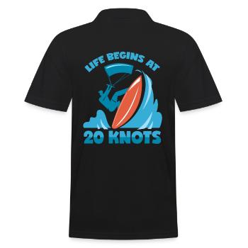 20 Knots Saying Kitesurfing Water Sports Kitesurfer - Men's Polo Shirt - black - Back - Kai (181cm)