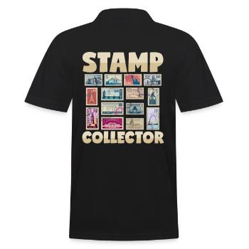 Stamp Collector Franked Letters Post - Men's Polo Shirt - black - Back - Kai (181cm)