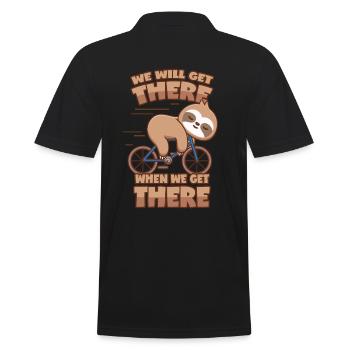 Sloth Bicycle Saying - Men's Polo Shirt - black - Back - Kai (181cm)