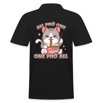 Phở Katze Vietnamesische Pho Suppe Wortspiel - Männer Poloshirt - Schwarz - Hinten - Kai (181cm)