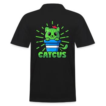 Cats Cactus Pun Catcus - Men's Polo Shirt - black - Back - Kai (181cm)