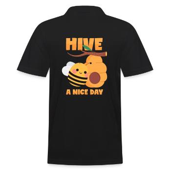 Bee Pun Have a Nice Day - Men's Polo Shirt - black - Back - Kai (181cm)