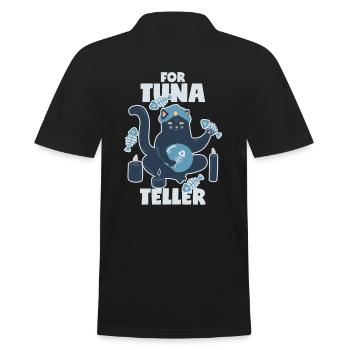 Fortune Teller Cat with Tuna: Fortunateller - Men's Polo Shirt - black - Back - Kai (181cm)