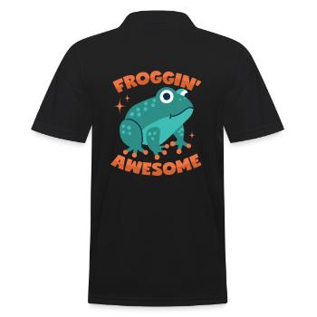 Frosch Wortwitz - Männer Poloshirt - Schwarz - Hinten - Kai (181cm)
