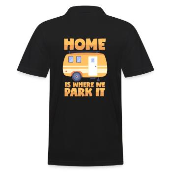 Camping Wortspiel - Home Is Where We Park It - Männer Poloshirt - Schwarz - Hinten - Kai (181cm)
