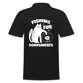 Cat and Fish: Fishing For Compliments - Men's Polo Shirt - black - Back - Kai (181cm)