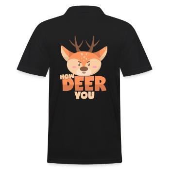 Reh: How Deer You - Männer Poloshirt - Schwarz - Hinten - Kai (181cm)