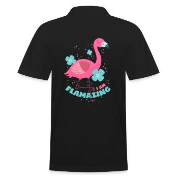 Flamazing Flamingo - Männer Poloshirt - Schwarz - Hinten - Kai (181cm)