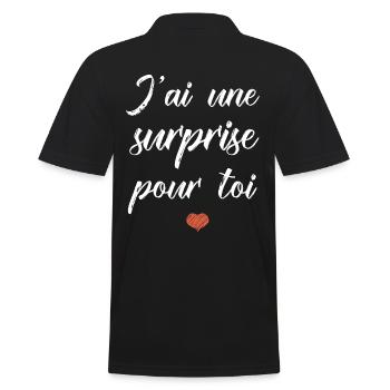 Cadeau jai une surprise pour toi anniversaire fete - Polo Homme - noir - Dos - Kai (181cm)