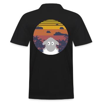 Mouton coucher de soleil Vintage cadeau - Polo Homme - noir - Dos - Kai (181cm)