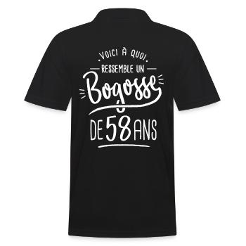 bogosse 58 ans cadeau humour anniversaire 58 ans - Polo Homme - noir - Dos - Kai (181cm)