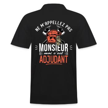 sapeurs pompiers adjudant humour grade pompier - Polo Homme - noir - Dos - Kai (181cm)