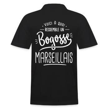 marseillais bogosse Cadeau humour marseille - Polo Homme - noir - Dos - Kai (181cm)