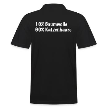 10% Baumwolle, 90% Katzenhaare | Katzen T-Shirt - Männer Poloshirt - Schwarz - Hinten - Kai (181cm)