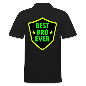 Best bro ever (Wappen, Sterne) - Männer Poloshirt - Schwarz - Hinten - Kai (181cm)