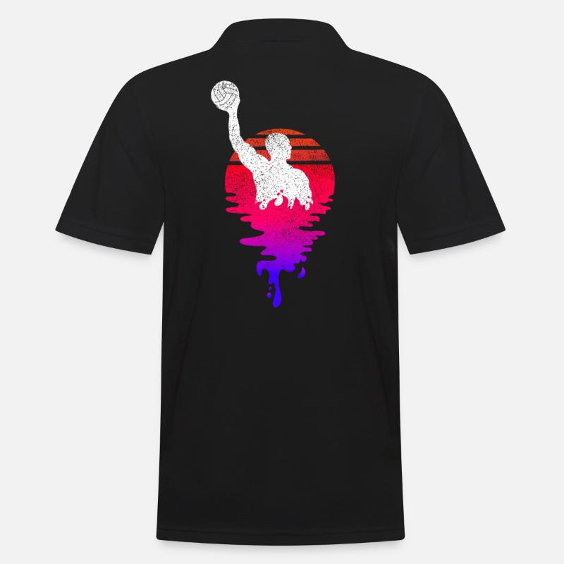 Wasserball Spieler Sunset - Männer Poloshirt - Schwarz