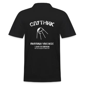 Sputnik 1957 - RUSSIAN VINTAGE - Männer Poloshirt - Schwarz - Hinten - Kai (181cm)
