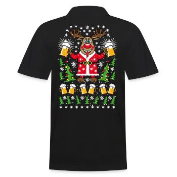 81 Hirsch Rudolph Deer Bier Beer Weihnachtsmann - Männer Poloshirt - Schwarz - Hinten - Kai (181cm)