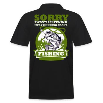 Pêche pêcheur cadeau canne à pêche poisson drôle - Polo Homme - noir - Dos - Kai (181cm)