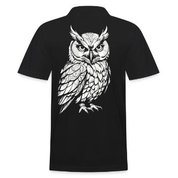 Eule - Männer Poloshirt - Schwarz - Hinten - Kai (181cm)