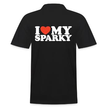 I love My Sparky Elektriker Herz Shirt - Männer Poloshirt - Schwarz - Hinten - Kai (181cm)