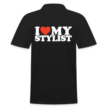 I love My stylist Herz Shirt - Männer Poloshirt - Schwarz - Hinten - Kai (181cm)