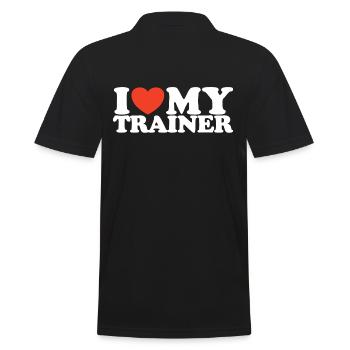 I Love My Trainer Heart Shirt - Men's Polo Shirt - black - Back - Kai (181cm)