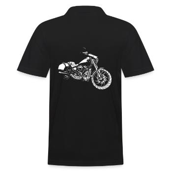 Motorrad, weiß - Männer Poloshirt - Schwarz - Hinten - Kai (181cm)