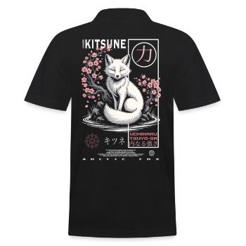 Kitsune Fuchs - japanisch asiatisch - Männer Poloshirt - Schwarz - Hinten - Kai (181cm)