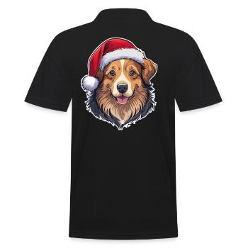 10 chien mignon Père Noël avec chapeau - Polo Homme - noir - Dos - Kai (181cm)