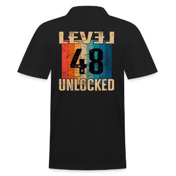 Birthday Happy Birthday Level Unlocked 48 years - Men's Polo Shirt - black - Back - Kai (181cm)