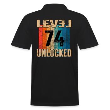 Birthday Happy Birthday Level Unlocked 74 years - Men's Polo Shirt - black - Back - Kai (181cm)