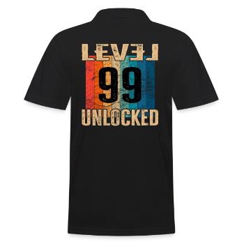 Birthday Happy Birthday Level Unlocked 99 years - Men's Polo Shirt - black - Back - Kai (181cm)