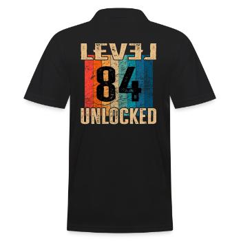 Birthday Happy Birthday Level Unlocked 84 years - Men's Polo Shirt - black - Back - Kai (181cm)