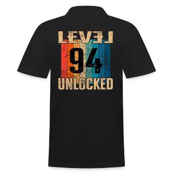 Birthday Happy Birthday Level Unlocked 94 years - Men's Polo Shirt - black - Back - Kai (181cm)