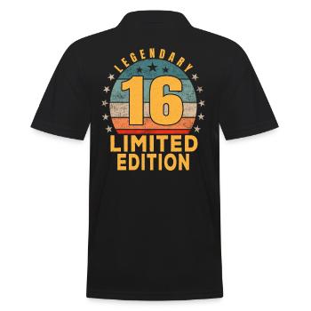 Birthday Legendary 16 Years Limited Edition - Men's Polo Shirt - black - Back - Kai (181cm)