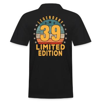 Birthday Legendary 39 Years Limited Edition - Men's Polo Shirt - black - Back - Kai (181cm)